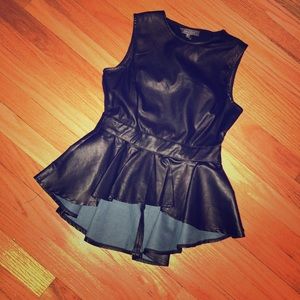 Faux leather peplum top!